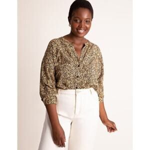 Eloquii Size 16 Animal Print Long Sleeve Button Blouse Top